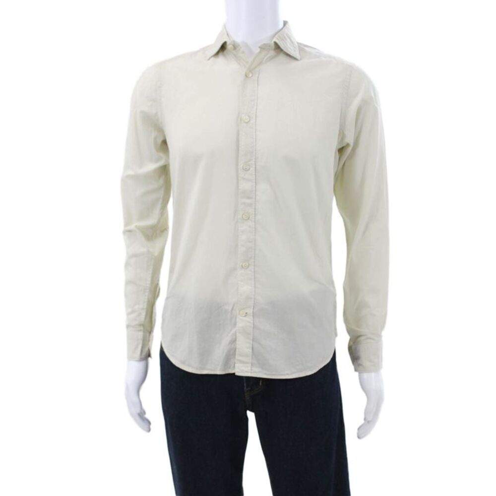 Tintoria Mattei Mens Cotton Long Sleeve Button Down Shirt Beige Size 38